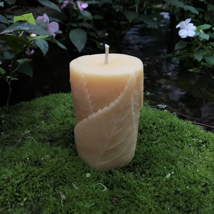 Leaf Pillar Beeswax Candle