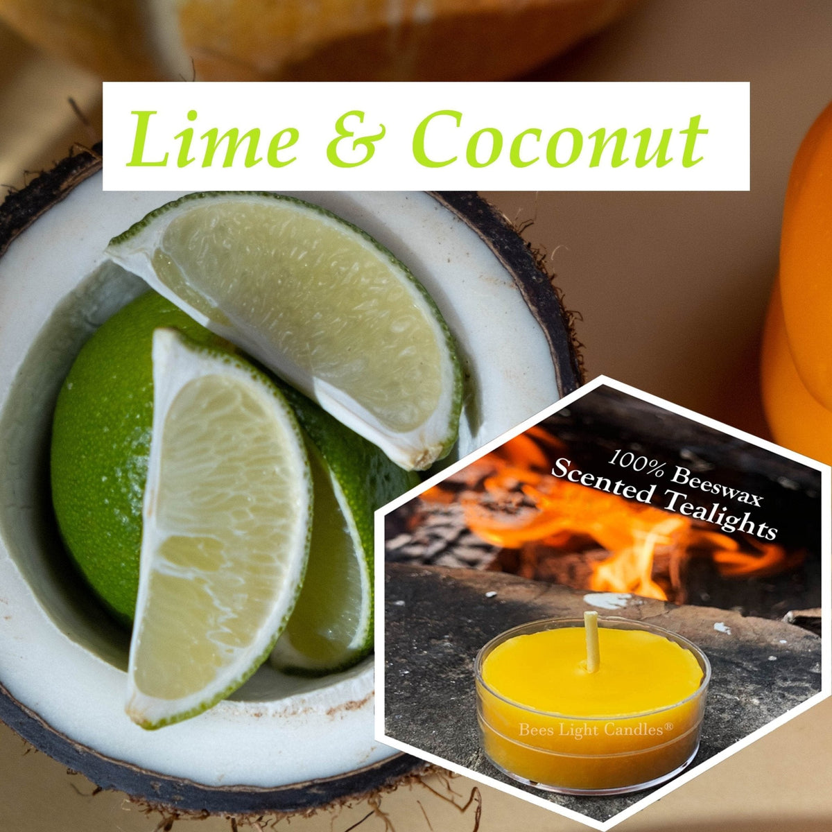 Lime & Coconut Scented Beeswax Tealights