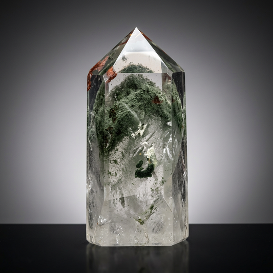 Madagascar Green Ghost Phantom Quartz Obelisk - 1.73LB Vitreous Healing Point