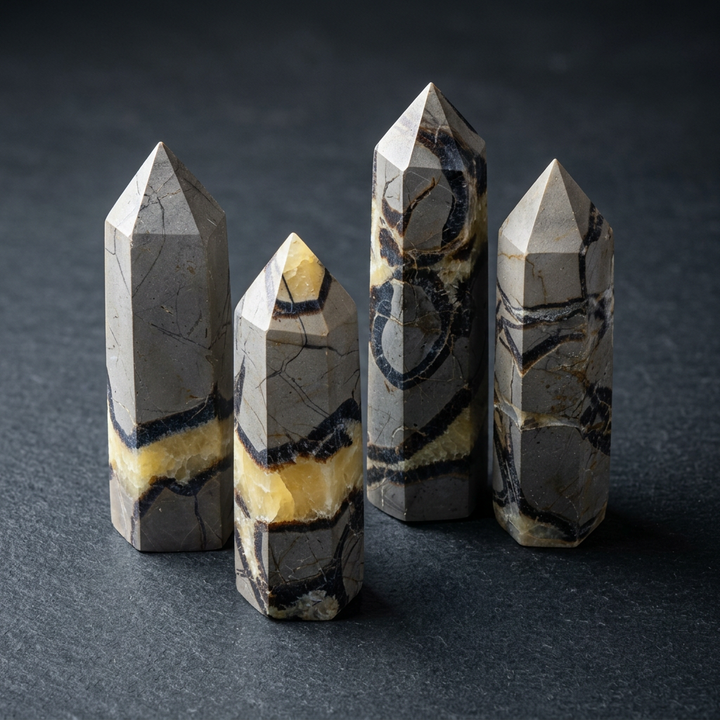 Dragon Septarian Geode Cluster Set — 1 lb, 4 Pieces from Madagascar