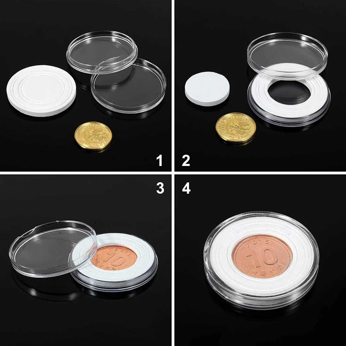 30mm Coin Capsules – 100 Pack with Storage Box
