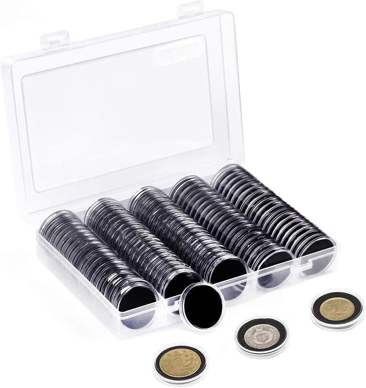 30mm Coin Capsules – 100 Pack with Storage Box