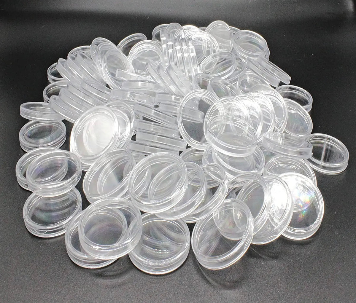 30mm Coin Capsules – 100 Pack with Storage Box