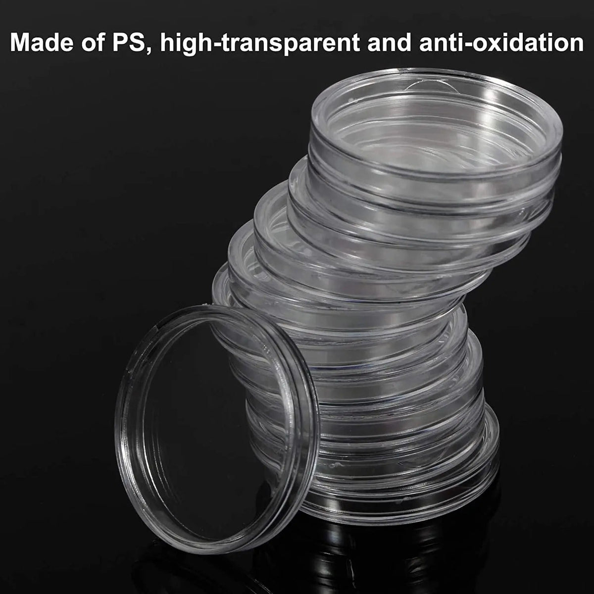 30mm Coin Capsules – 100 Pack with Storage Box