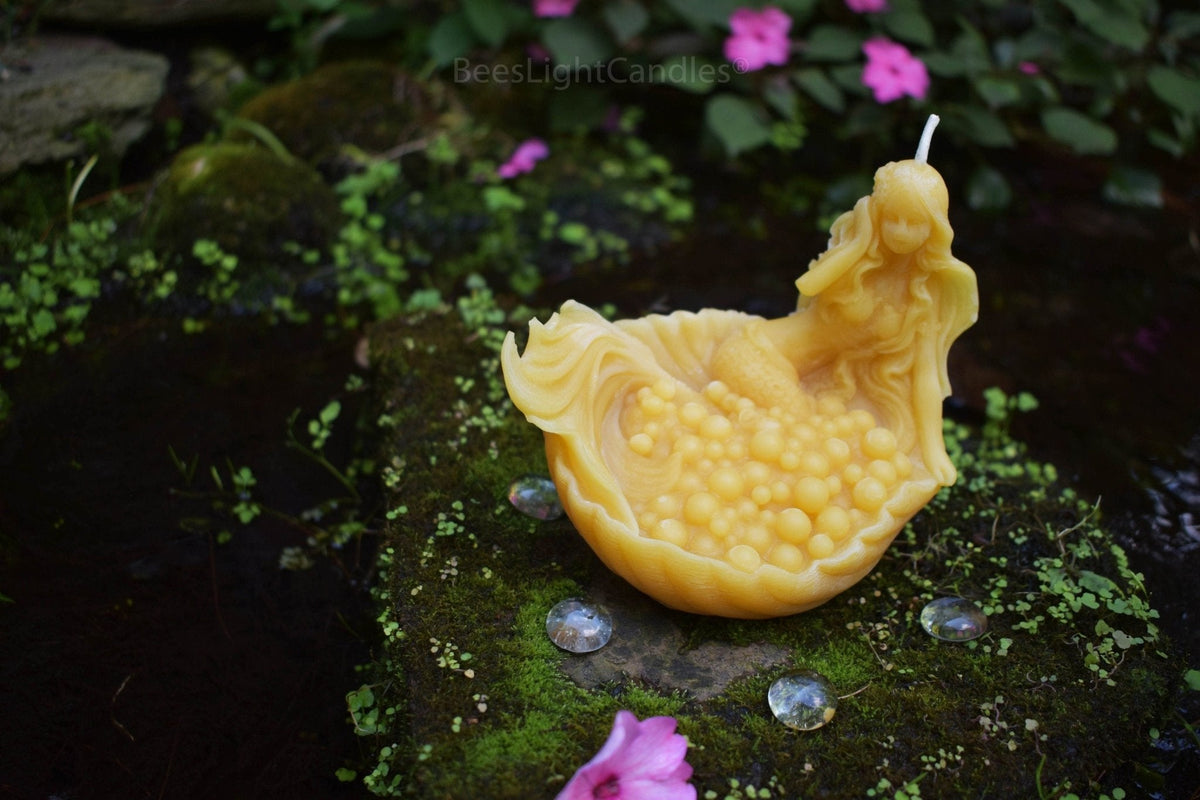 Mermaid Shell Beeswax Candle