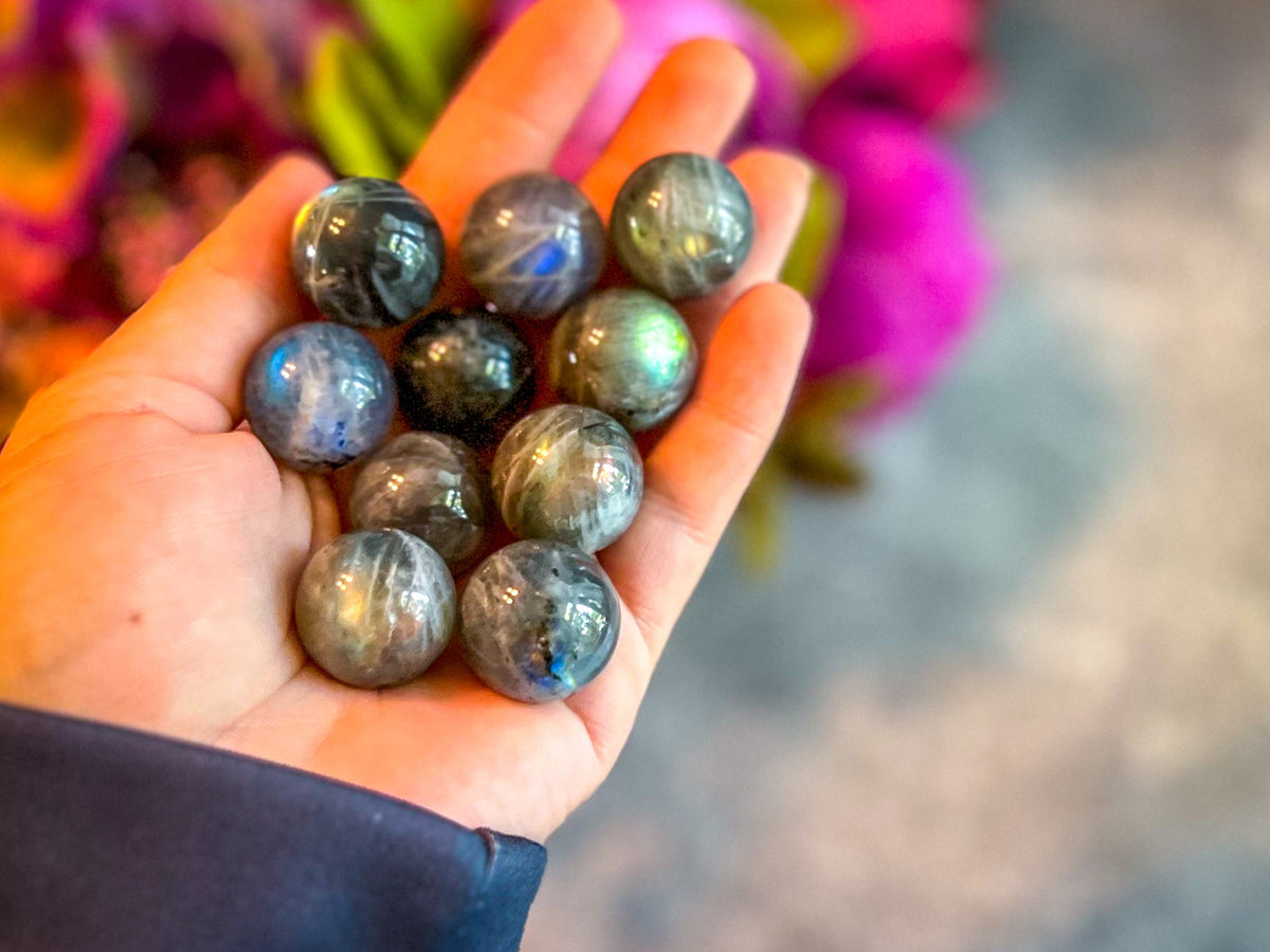 Mini Labradorite Spheres, Crystals and Stones, Labradorite Marble
