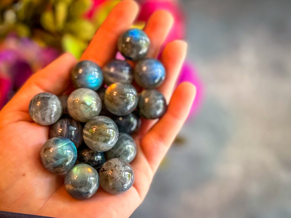 Mini Labradorite Spheres, Crystals and Stones, Labradorite Marble