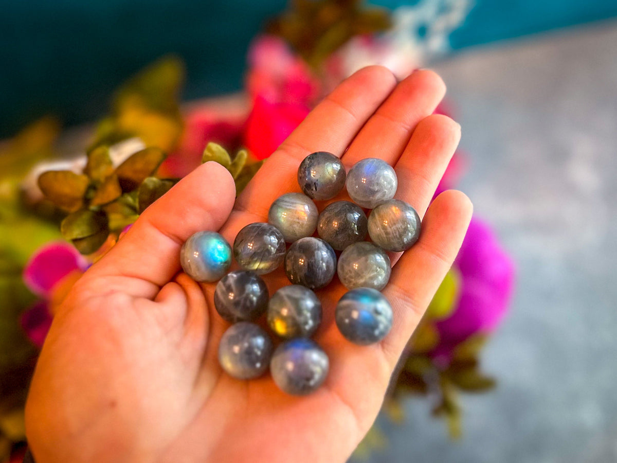 Mini Labradorite Spheres, Crystals and Stones, Labradorite Marble