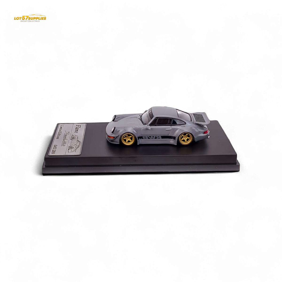 Flame Porsche 964 RWB Whale Tale Cement Gray 1:64
