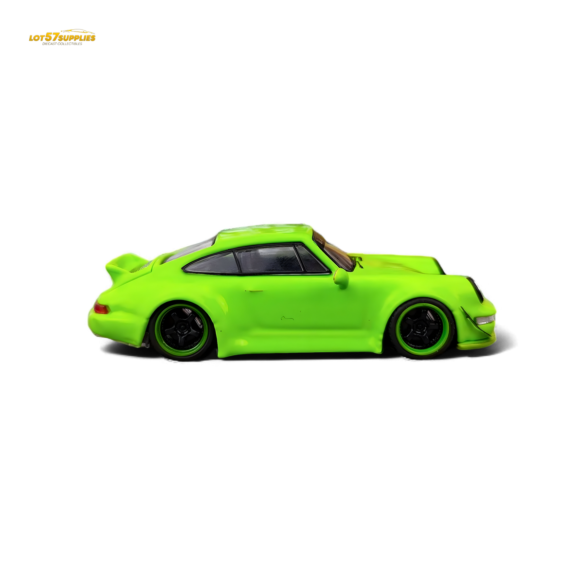 Flame Porsche 964 RWB Ducktail Fluorescent Green 1:64