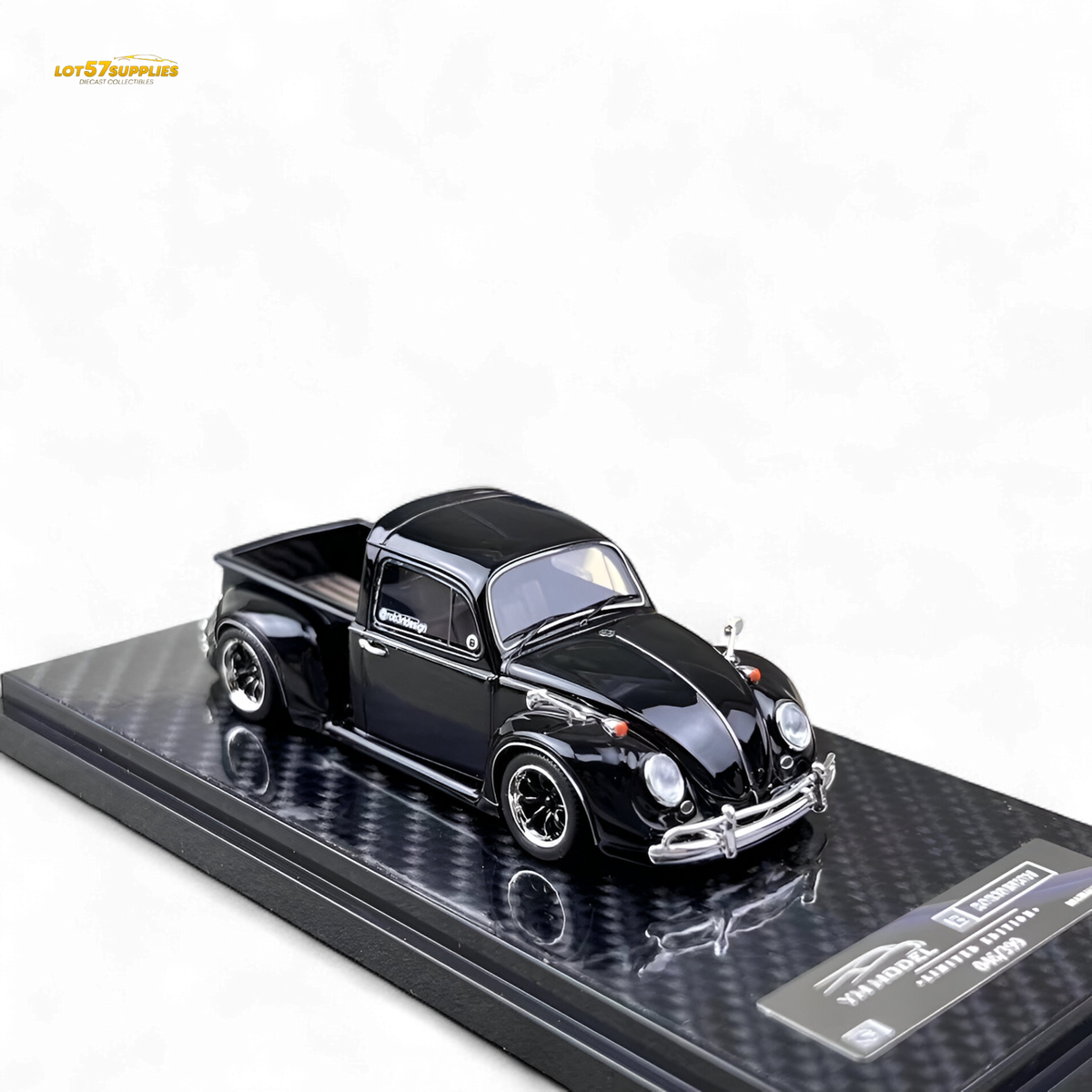 YM Model Volkswagen Beetle Pickup Truck FUSCUP Black 1:64